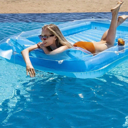 LoungeFloat Luxe Opblaasligbed met Hoofdkussen en Bekerhouders