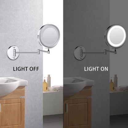 Make-up en Scheerspiegel VoordeelPaleis® Bari Ø17cm LED Verlichting USB 3x Vergroting Chroom