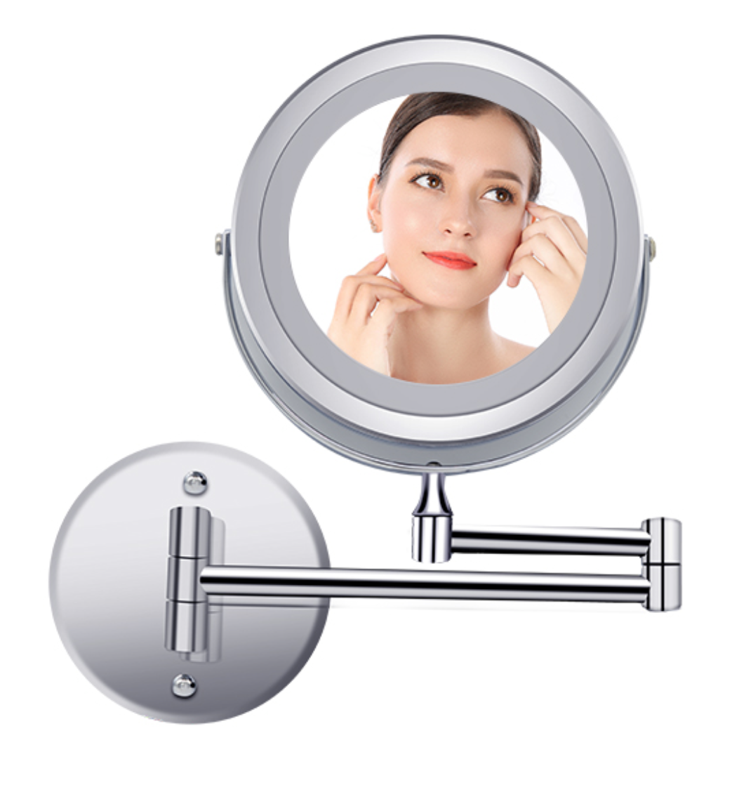Make-up en Scheerspiegel VoordeelPaleis® Bari Ø17cm LED Verlichting USB 3x Vergroting Chroom
