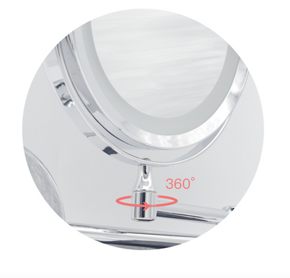 Make-up en Scheerspiegel VoordeelPaleis® Bari Ø17cm LED Verlichting USB 3x Vergroting Chroom