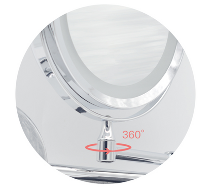 Make-up en Scheerspiegel VoordeelPaleis® Bari Ø17cm LED Verlichting USB 3x Vergroting Chroom