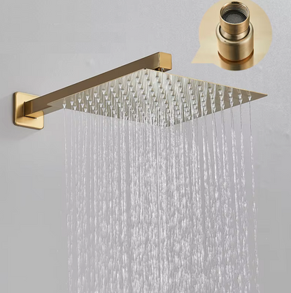VoordeelPaleis® Doucheset Manhattan Premium de Luxe LCD 30 cm. regendouche vierkant 3-weg Geborsteld Goud