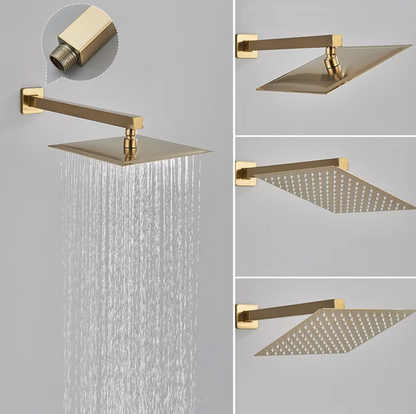 VoordeelPaleis® Doucheset Premium de Luxe LCD 40 cm. regendouche vierkant 3-weg Geborsteld Goud