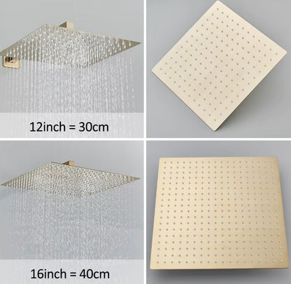 VoordeelPaleis® Doucheset Premium de Luxe LCD 40 cm. regendouche vierkant 3-weg Geborsteld Goud