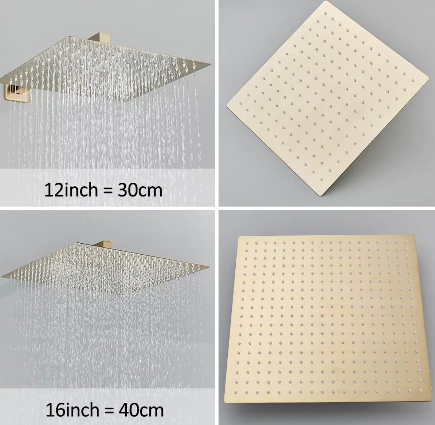 VoordeelPaleis® Doucheset Manhattan Premium de Luxe LCD 30 cm. regendouche vierkant 3-weg Geborsteld Goud