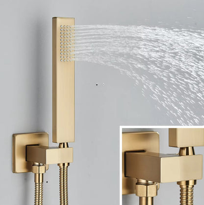 VoordeelPaleis® Doucheset Manhattan Premium de Luxe LCD 30 cm. regendouche vierkant 3-weg Geborsteld Goud