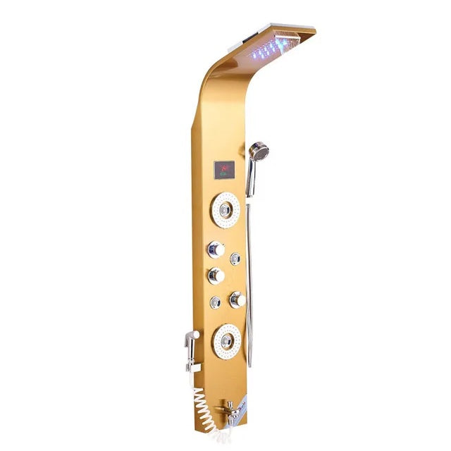Douchepaneel Regendouche VoordeelPaleis® Palermo LCD Premium Goud Brushed