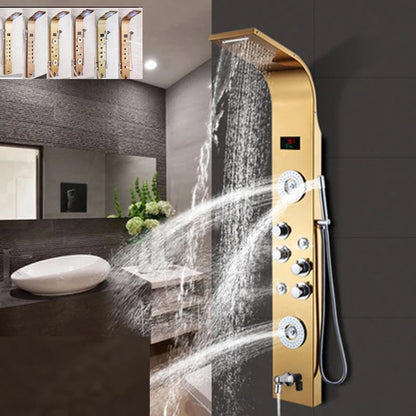 Douchepaneel Regendouche VoordeelPaleis® Palermo LCD Premium Goud Brushed