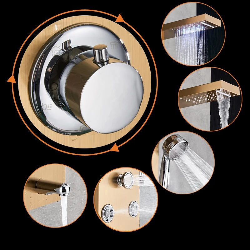 Douchepaneel Regendouche VoordeelPaleis® Palermo LCD Premium Goud Brushed