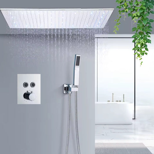 VoordeelPaleis®® SmartPulse Plafond Thermostatische Doucheset Alicante 2 weg 40x80 cm regendouche Chroom Glans
