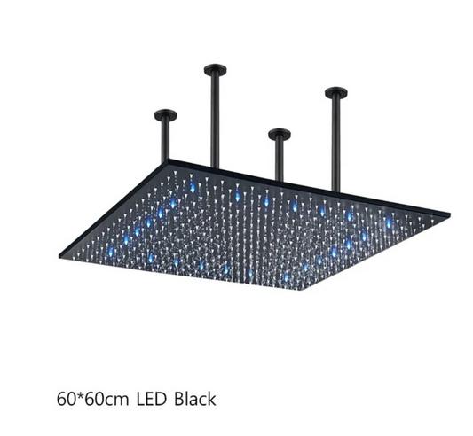 VoordeelPaleis® SmartPulse LED Plafond Regendouche Plateau Alicante 60 cm vierkant mat zwart