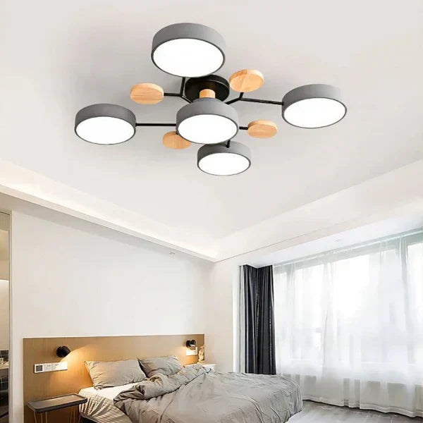 Scandinavische LED Plafondlamp met Hout en Metaal – De ScandiLume Sfeermaker