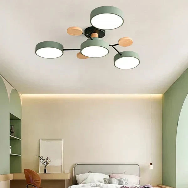 Scandinavische LED Plafondlamp met Hout en Metaal – De ScandiLume Sfeermaker