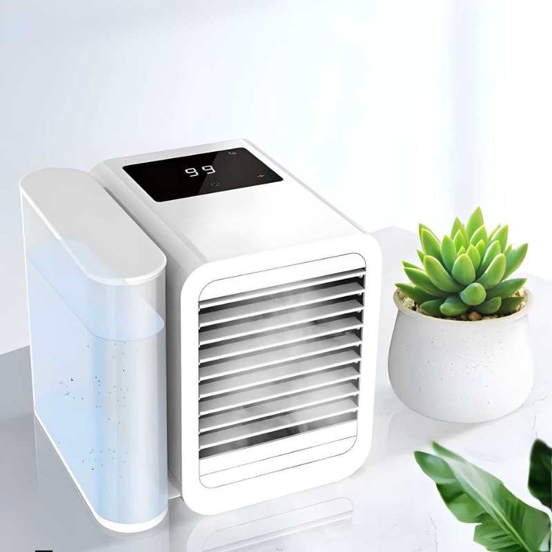 MicroCool mini airkoeler – Draagbare luchtkoeling met luchtzuivering en aromafunctie