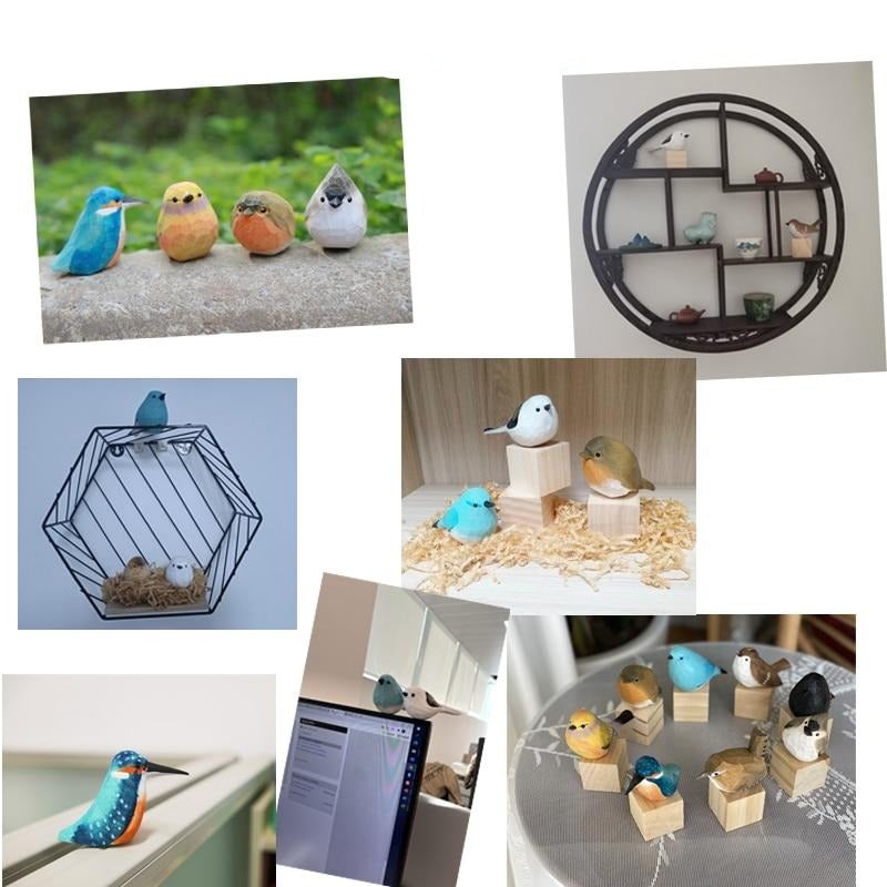 GloRadiance Houten Vogelbeeldjes – Handgemaakt Interieurdecoratie
