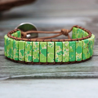 Lederen Chakra armband - Handgemaakt