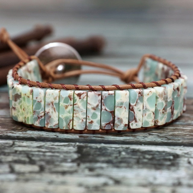 Lederen Chakra armband - Handgemaakt