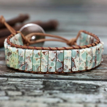 Lederen Chakra armband - Handgemaakt