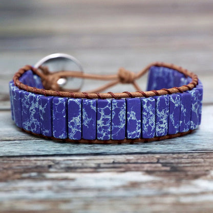 Lederen Chakra armband - Handgemaakt