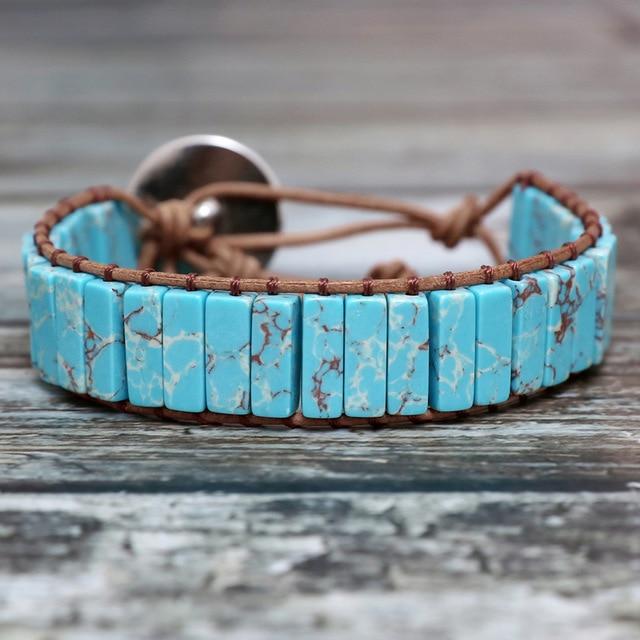 Lederen Chakra armband - Handgemaakt