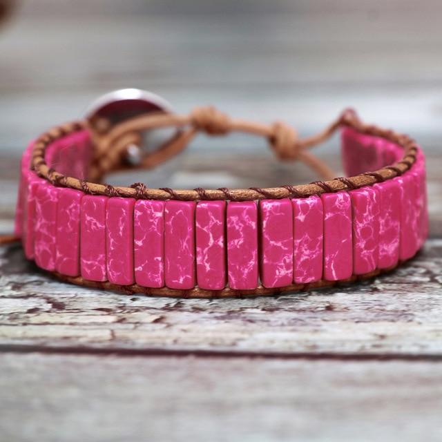 Lederen Chakra armband - Handgemaakt