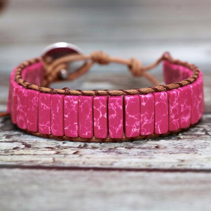 Lederen Chakra armband - Handgemaakt