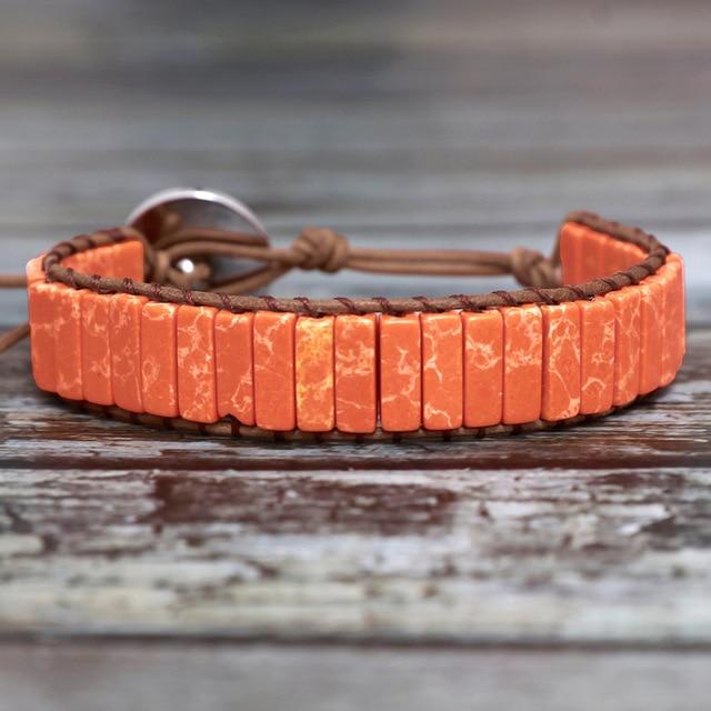 Lederen Chakra armband - Handgemaakt