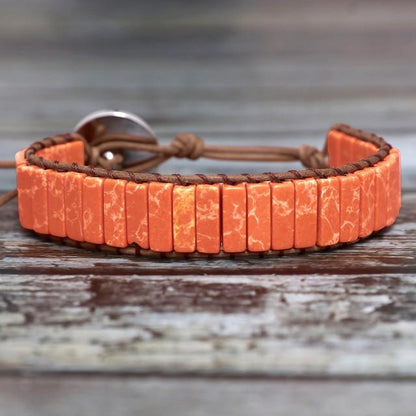 Lederen Chakra armband - Handgemaakt