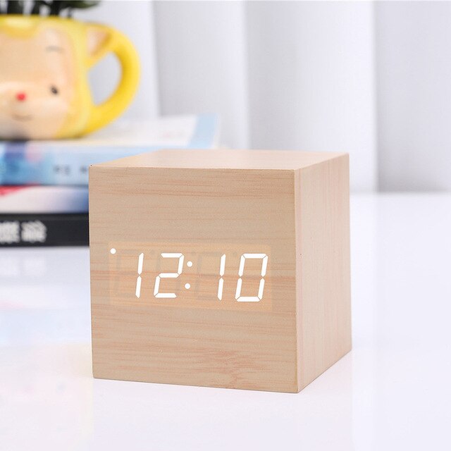 Houten Wekker en Thermometer in één!