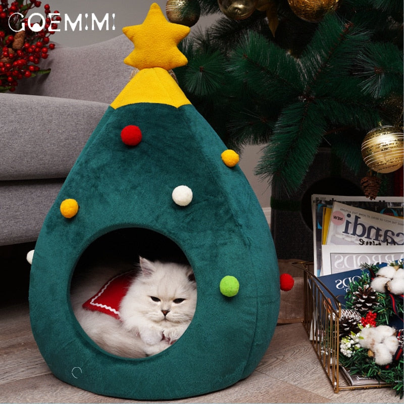 Kerst Kattenmand voor de feestdagen | Warme schattige mand voor Kerstmis