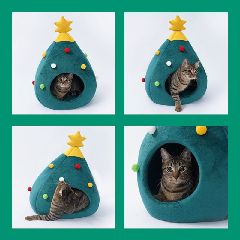 Kerst Kattenmand voor de feestdagen | Warme schattige mand voor Kerstmis