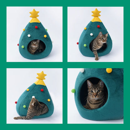 Kerst Kattenmand voor de feestdagen | Warme schattige mand voor Kerstmis