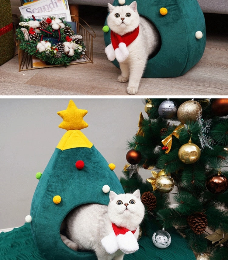 Kerst Kattenmand voor de feestdagen | Warme schattige mand voor Kerstmis