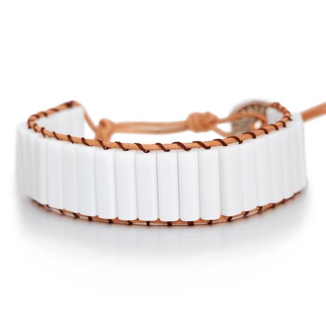 Lederen Chakra armband - Handgemaakt