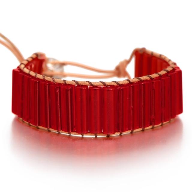 Lederen Chakra armband - Handgemaakt