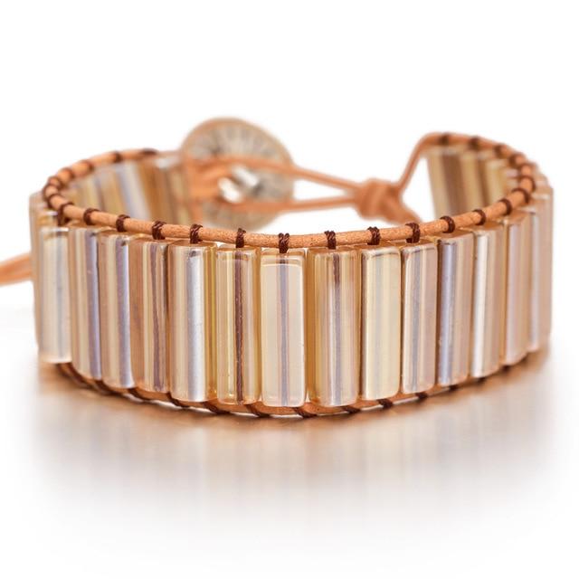 Lederen Chakra armband - Handgemaakt
