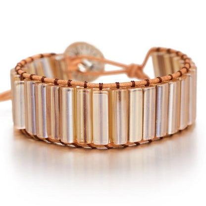 Lederen Chakra armband - Handgemaakt