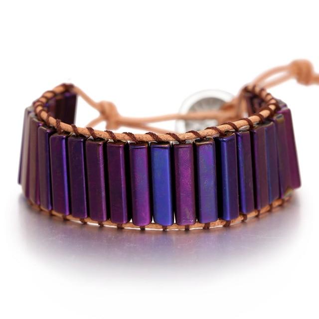 Lederen Chakra armband - Handgemaakt