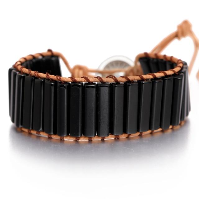 Lederen Chakra armband - Handgemaakt