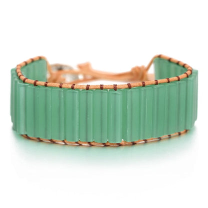 Lederen Chakra armband - Handgemaakt