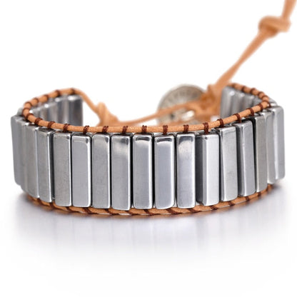 Lederen Chakra armband - Handgemaakt