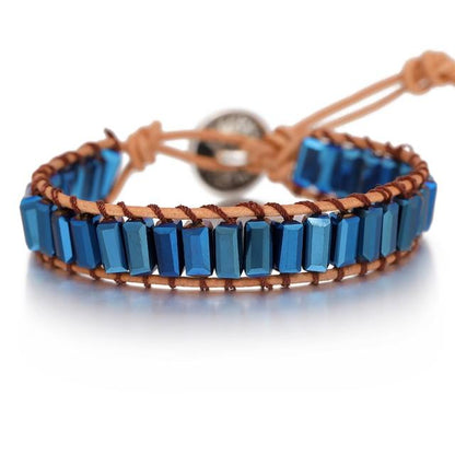 Lederen Chakra armband - Handgemaakt