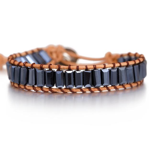 Lederen Chakra armband - Handgemaakt