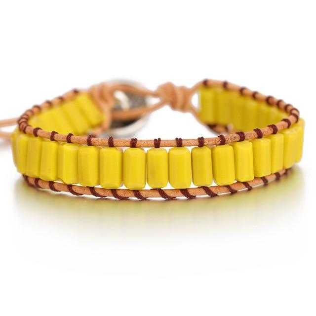 Lederen Chakra armband - Handgemaakt