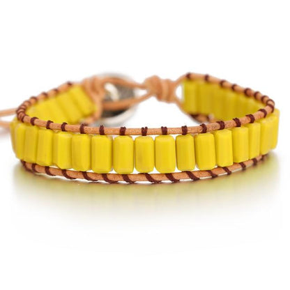 Lederen Chakra armband - Handgemaakt