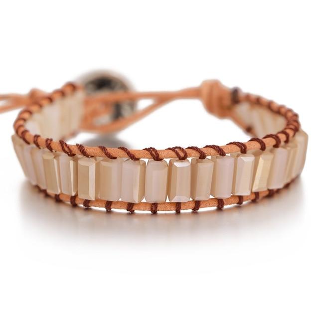Lederen Chakra armband - Handgemaakt