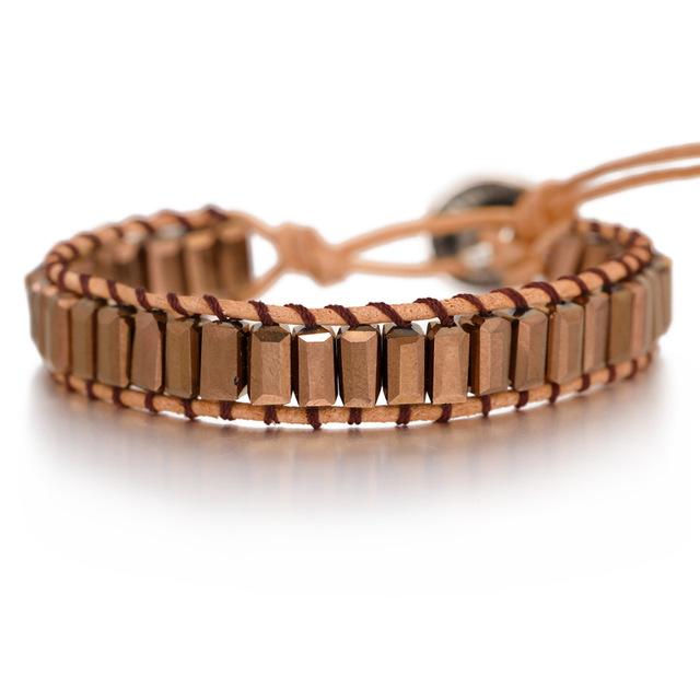Lederen Chakra armband - Handgemaakt