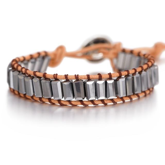 Lederen Chakra armband - Handgemaakt