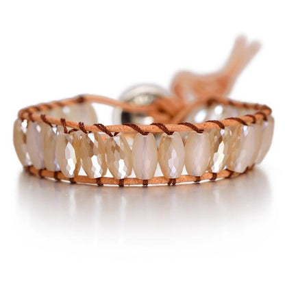 Lederen Chakra armband - Handgemaakt