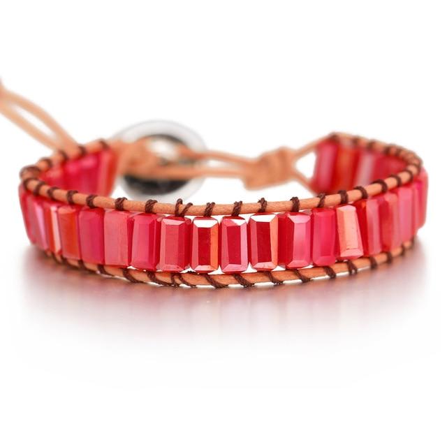 Lederen Chakra armband - Handgemaakt